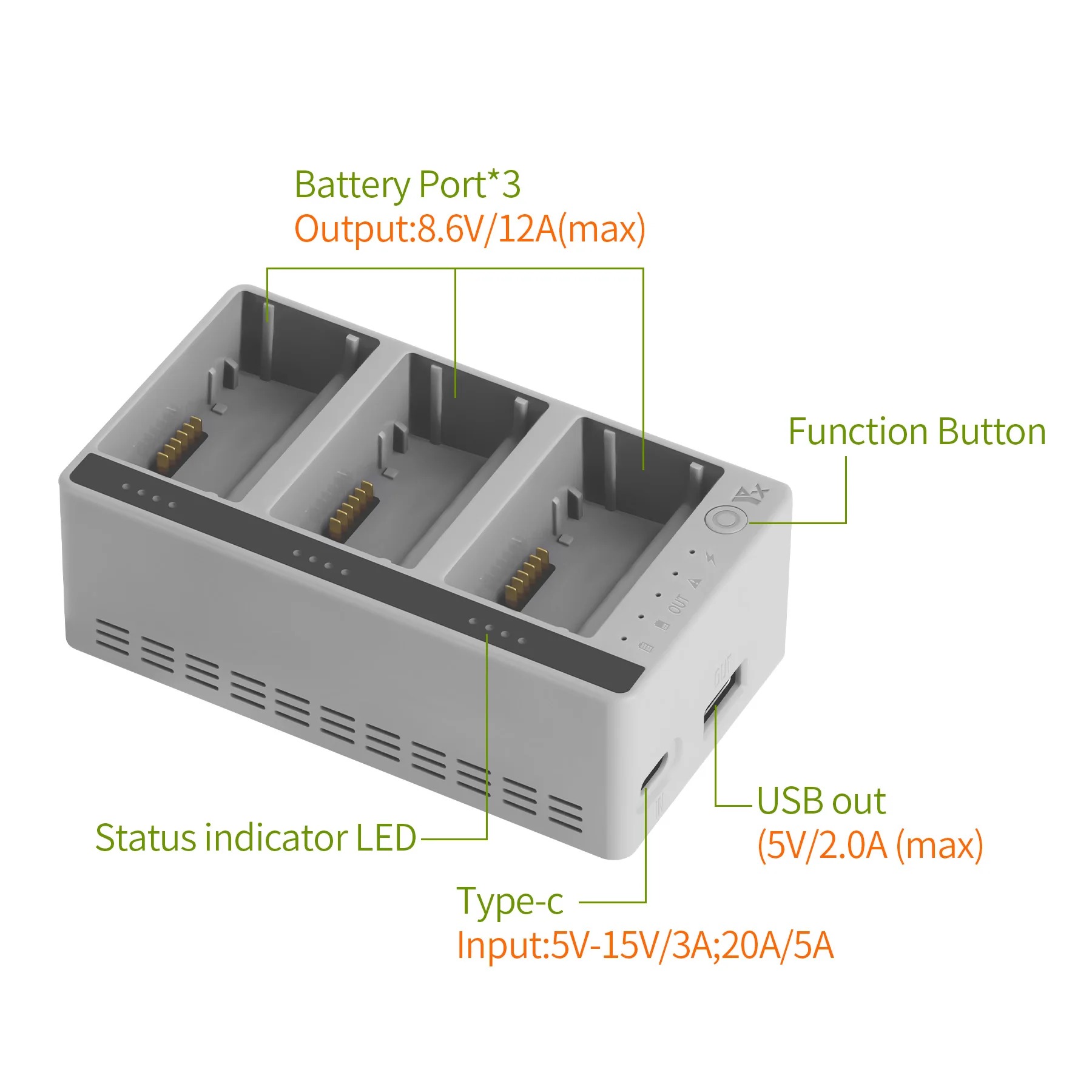 Drone Charging Hub - Für DJI LITO 1/X1 Drohnen-Akku: Dreifach-Smart-Ladegerät
