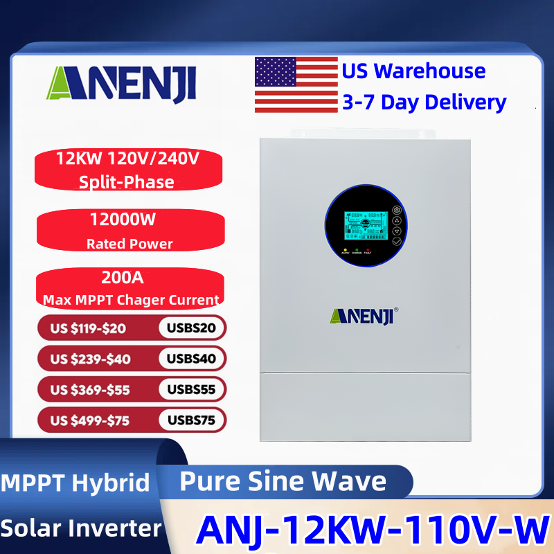 Drone Solar Charger - ANENJI Split-Phase 120V/240V 12KW Hybrid-Solarwechselrichter Reine