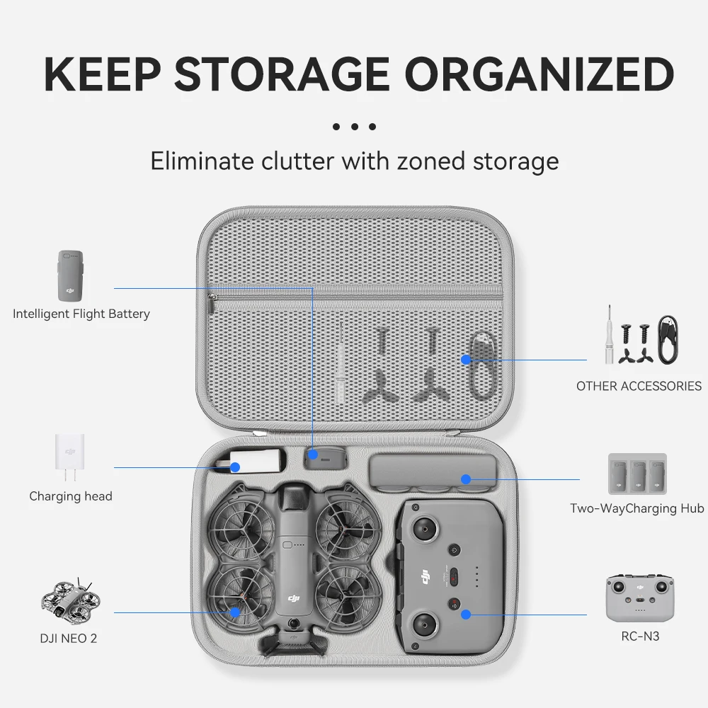Drone Hard Shell Case - Reise-Organizer-Tasche für DJI NEO 2 Drohnenzubehör